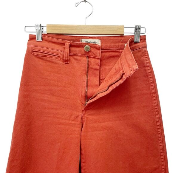 Madewell Slim Emmett Wide Leg Crop Pants Warm Nutmeg Rust Cotton Size 24 | 00 - Picture 6 of 12